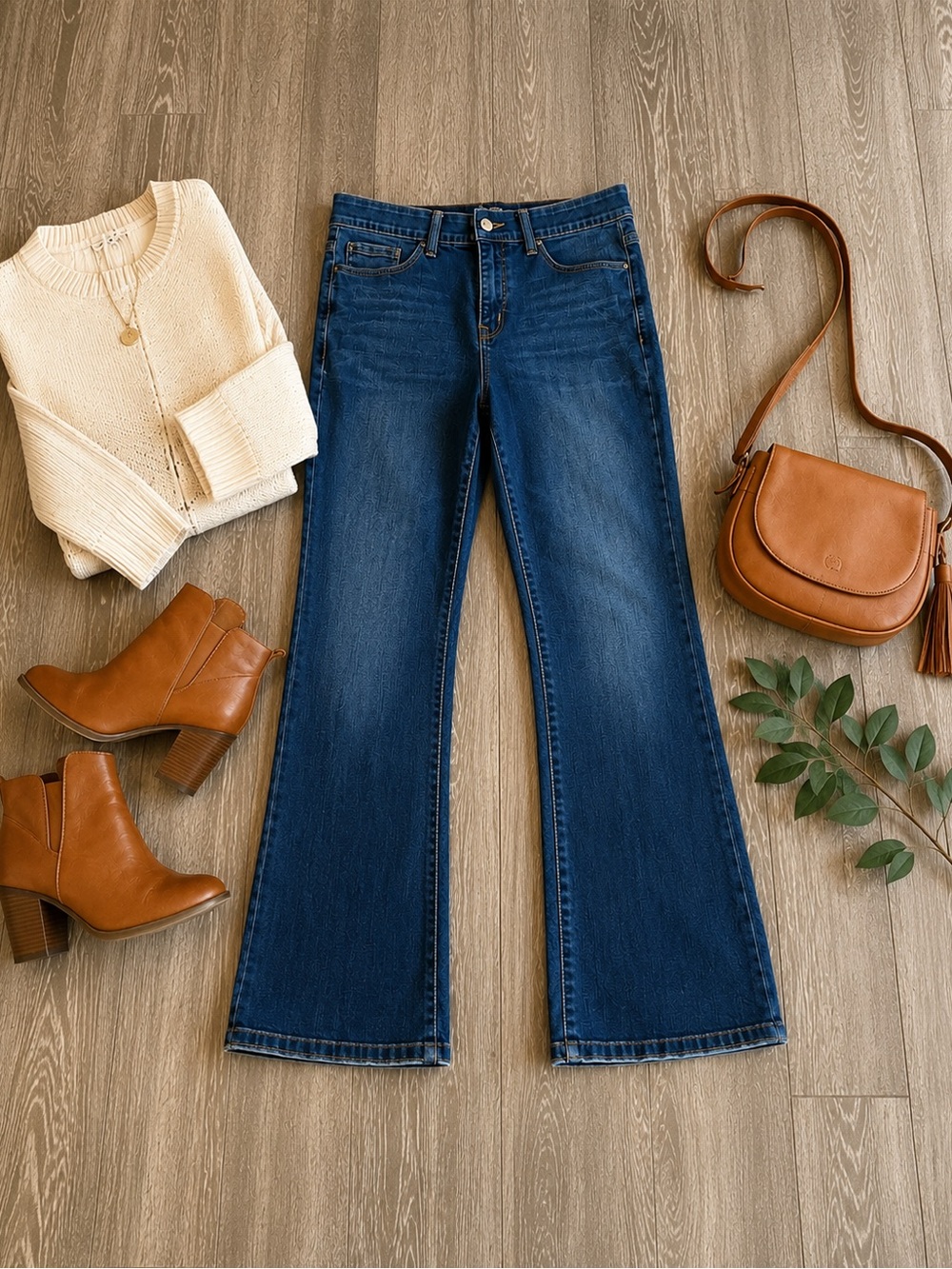 Terra & Sky Bootcut Jeans in Dark Wash, Size 14W Petite.